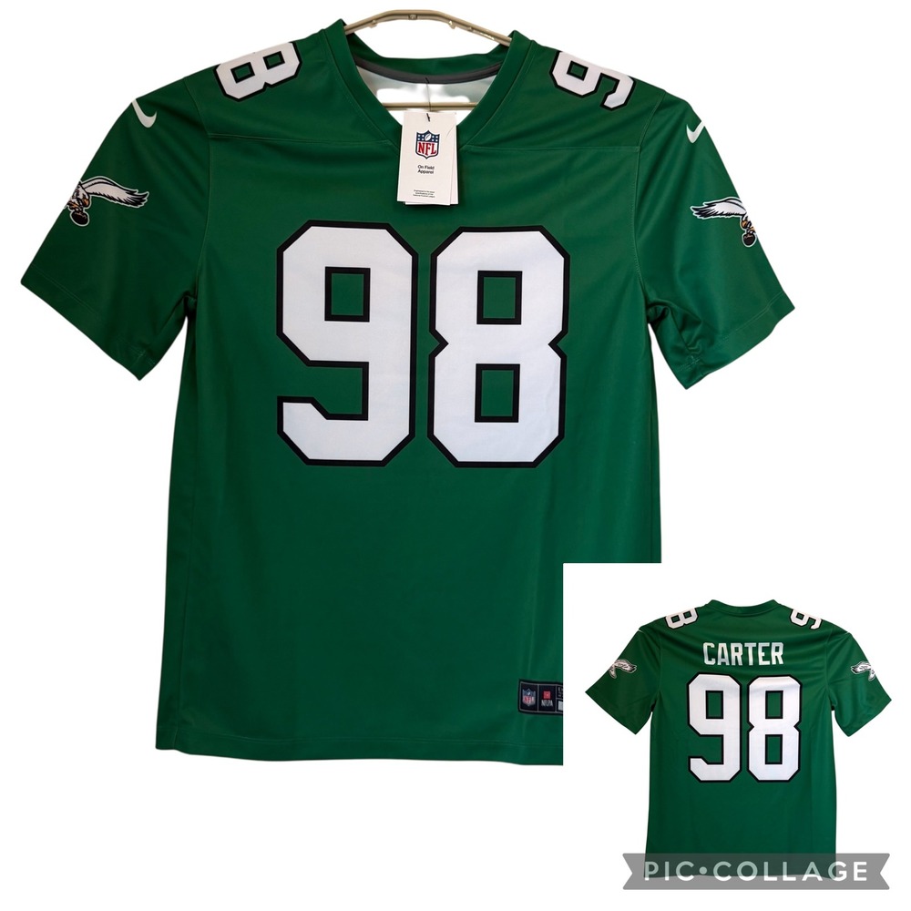 Nike‎ Jalen Carter Philadelphia Eagles Jersey Medium Green NFL 98 NEW 94NM-86F